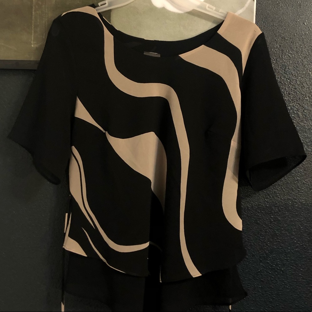 Anna Black and Beige Blouse